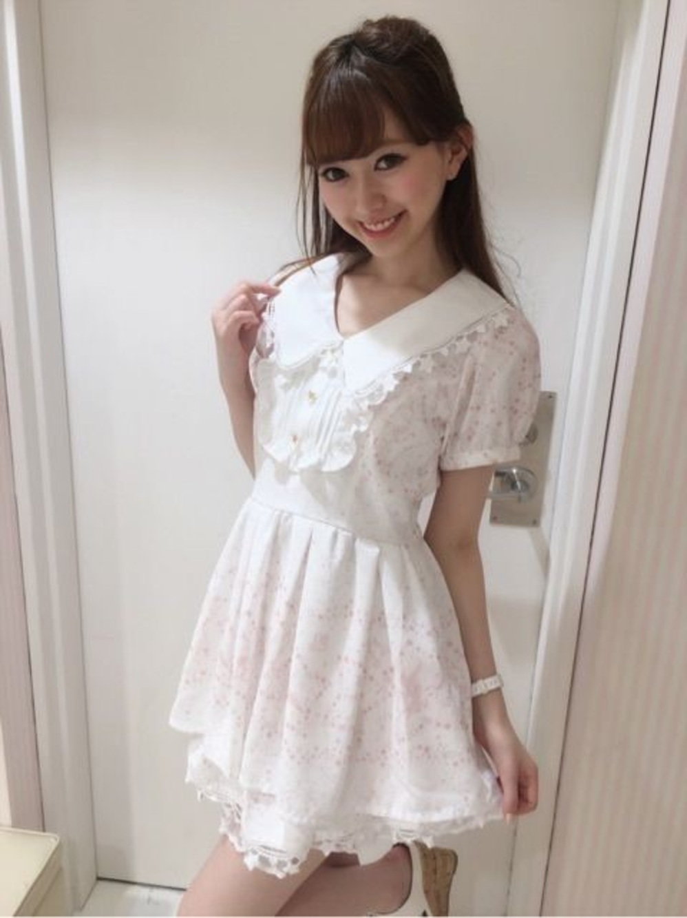 RARE HTF Liz Lisa Constellation Astronomy White Peter Pan Collar Floral Dress 0